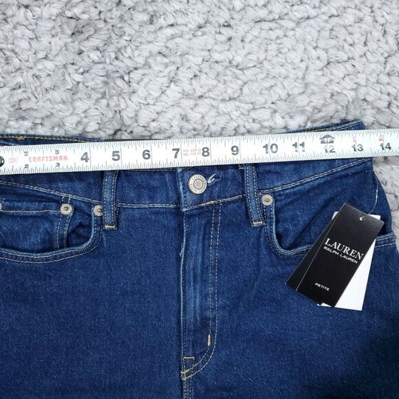Lauren Ralph Lauren Ombre High Rise Wide Leg Crop Jeans Size 2P Petite Blue Y2K - Picture 10 of 13